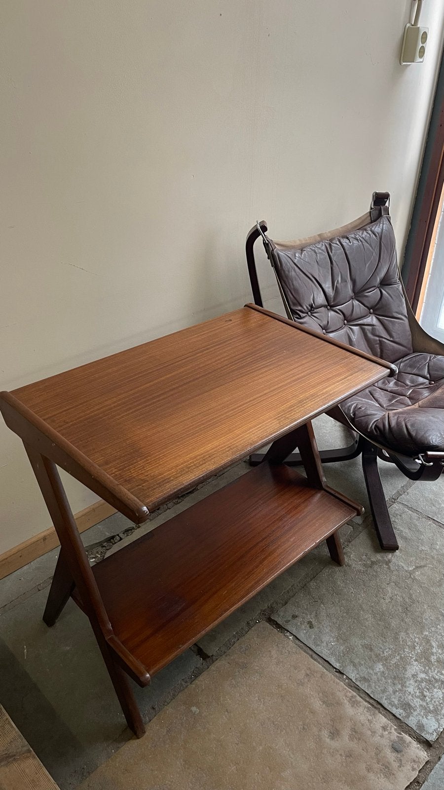 vintage Louis van Teeffelen X-frame bijzettafel/audiomeubel, Ophalen of Verzenden