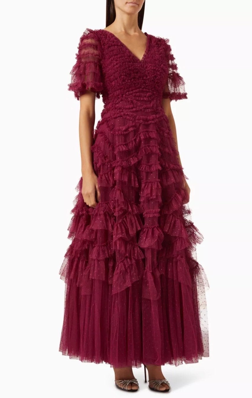 Needle & Thread Maxi Jurk - Maat 34 (XS), Kleding | Dames, Jurken, Zo goed als nieuw, Maat 34 (XS) of kleiner, Roze, Onder de knie