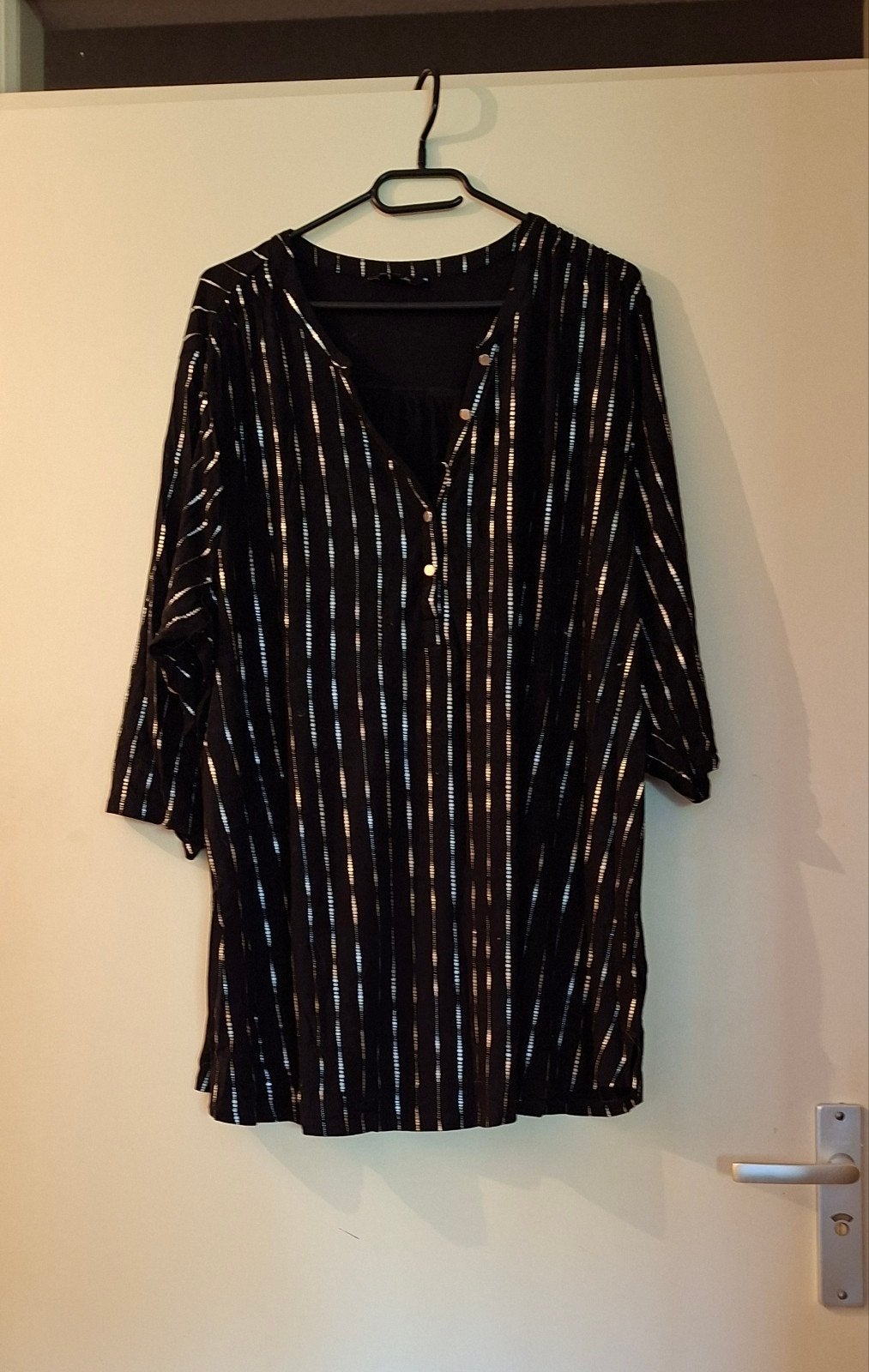Zwart zilver shirt ms mode xxl, Ophalen of Verzenden, Zo goed als nieuw, Maat 46/48 (XL) of groter, Zwart