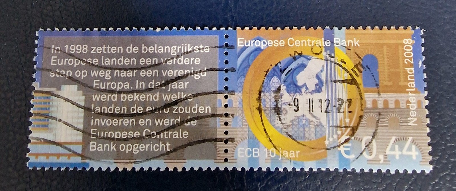 kv743 Nederland 2008 Postzegel ECB 10 jaar - Gestempeld, Ophalen of Verzenden, Na 1940, Gestempeld