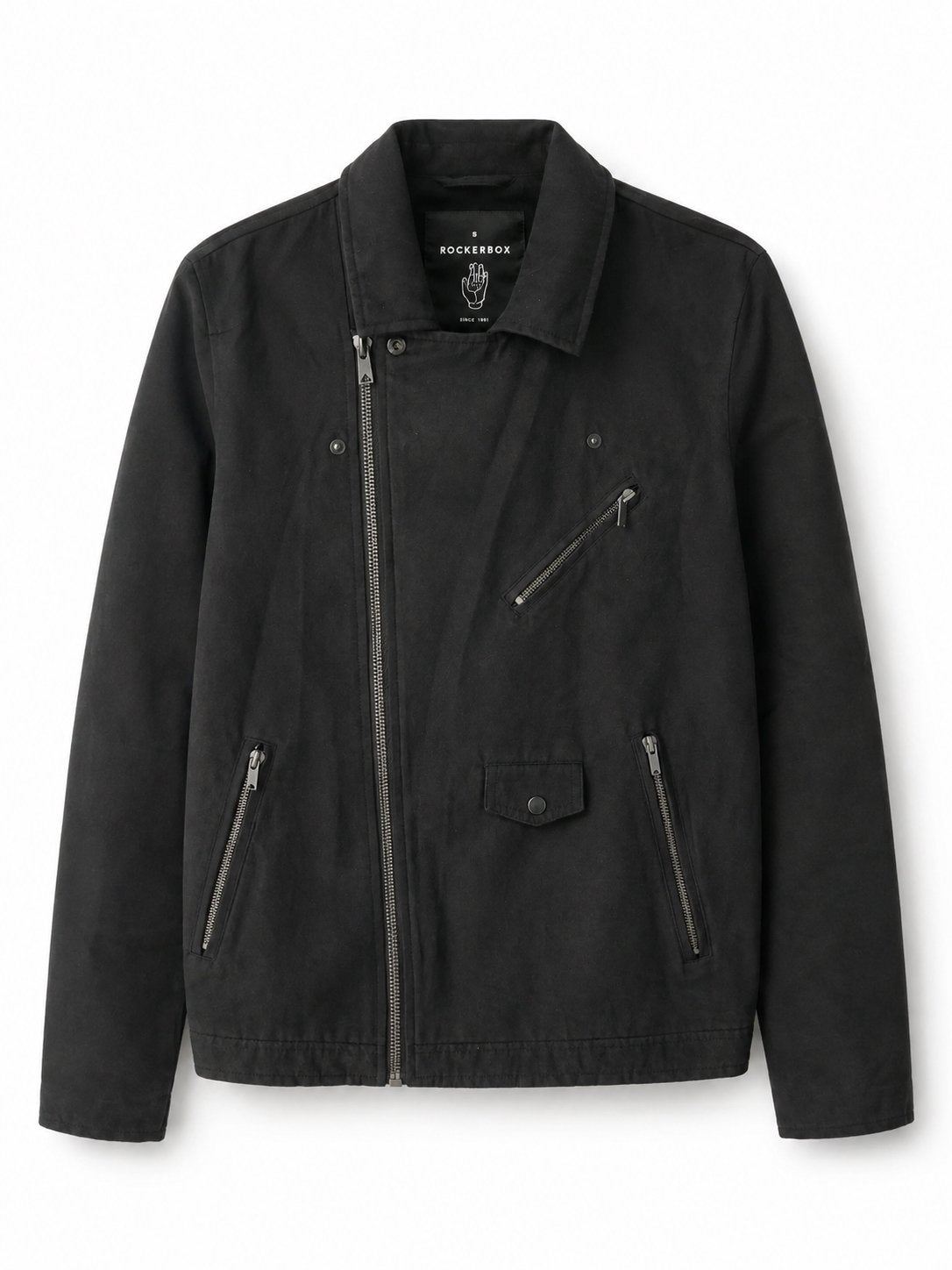 Rockerbox Zwart Bikerjack - Maat M, Ophalen of Verzenden, Zo goed als nieuw, Maat 48/50 (M), Zwart