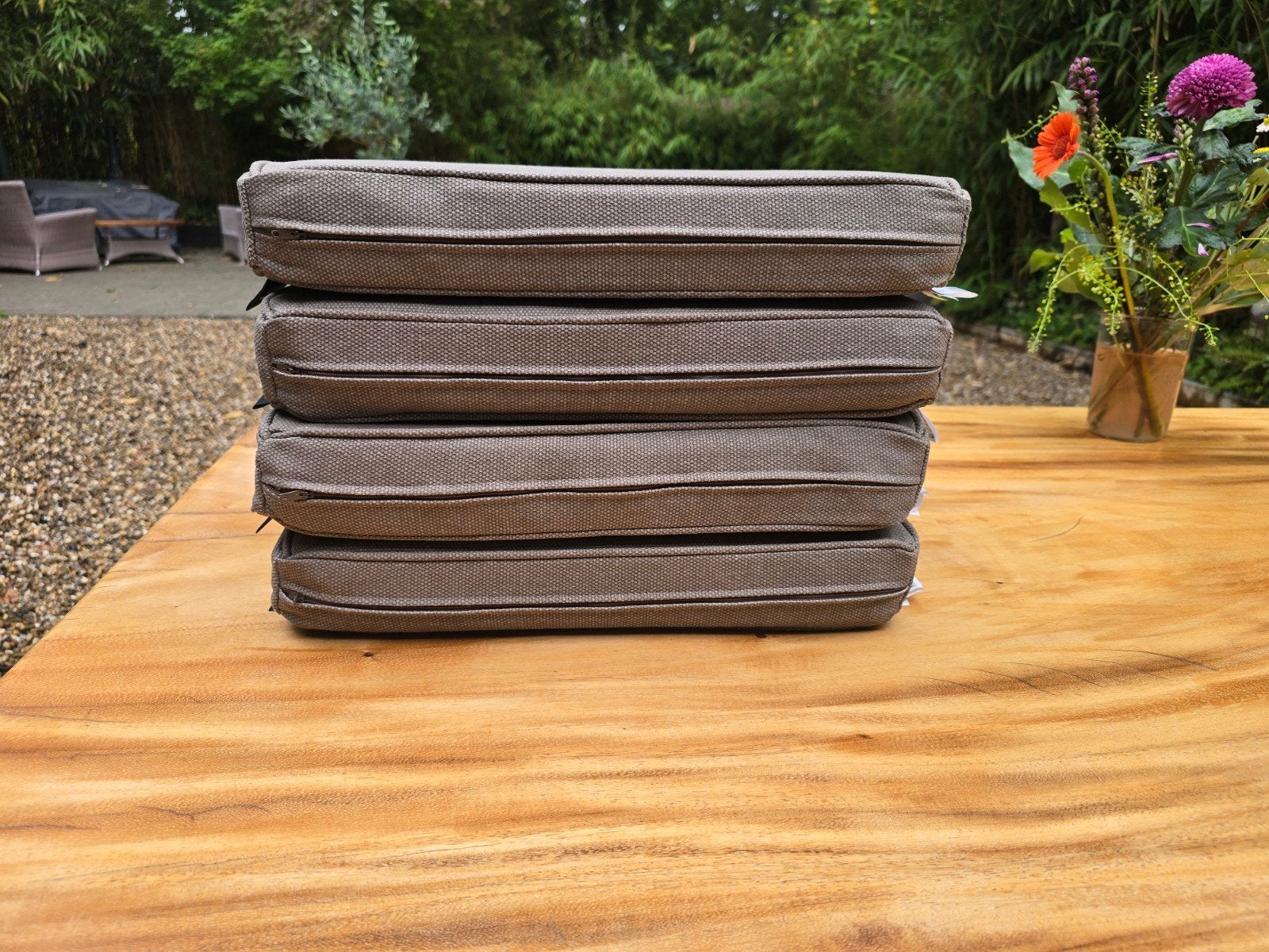 Nieuwe Madison Eco-line zitkussens 40x40 taupe (4 stuks), Bruin, Vierkant, Nieuw, Ophalen of Verzenden