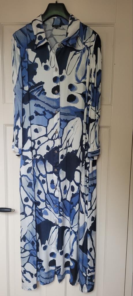 Caroline Biss blauw-witte jurk met abstracte print maat 44., Blauw, Maat 42/44 (L), Ophalen of Verzenden, Zo goed als nieuw