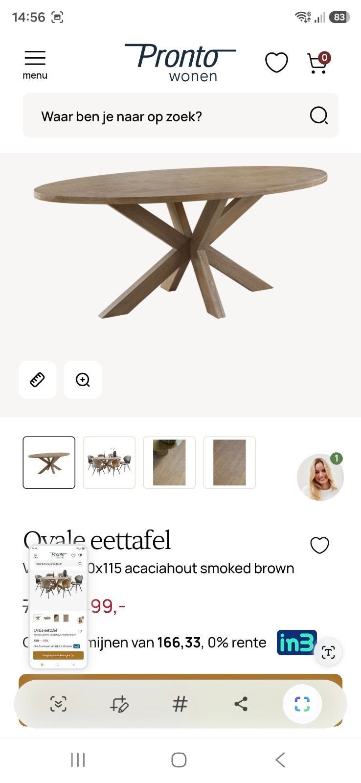 Valvola Eettafel Pronto Ovaal Acaciahout Nieuw in Doos, Huis en Inrichting, Tafels | Eettafels, Ophalen, 100 tot 150 cm, Vijf personen of meer