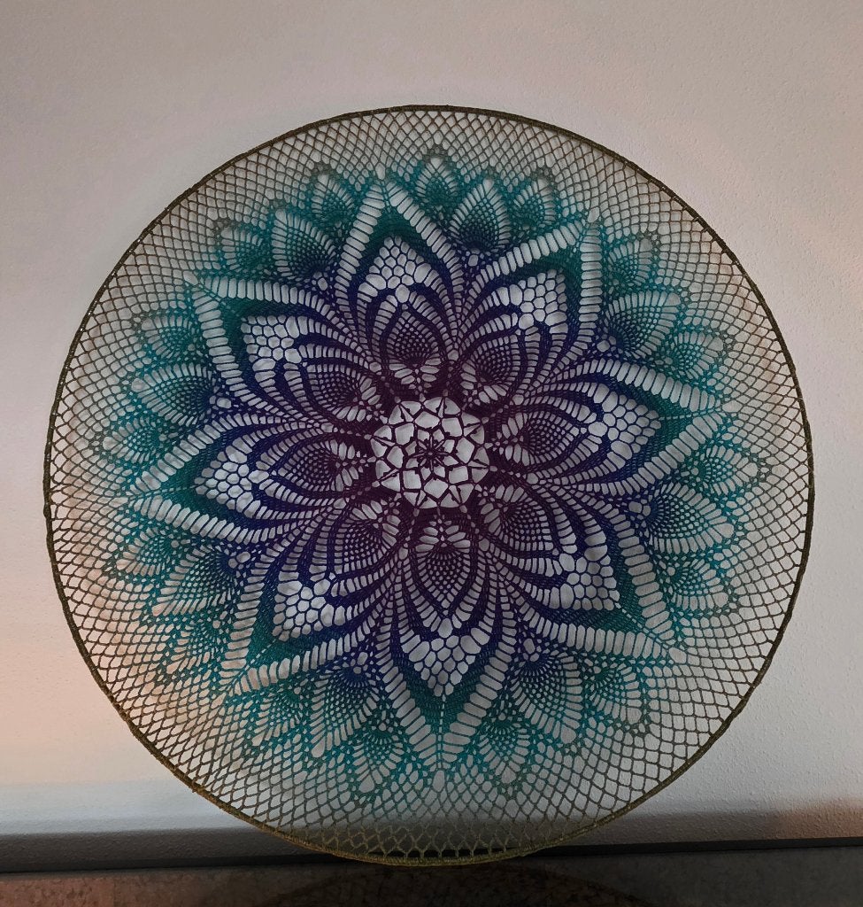 Mandala haakwerk, 1 meter doorsnede voor aan de muur., Ophalen, Meerkleurig, Textiel, Nieuw
