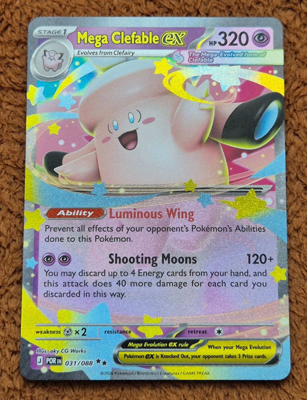 Mega Clefable Ex - 031/088 - Perfect Order (POR 031) NM, Ophalen of Verzenden, Nieuw, Losse kaart