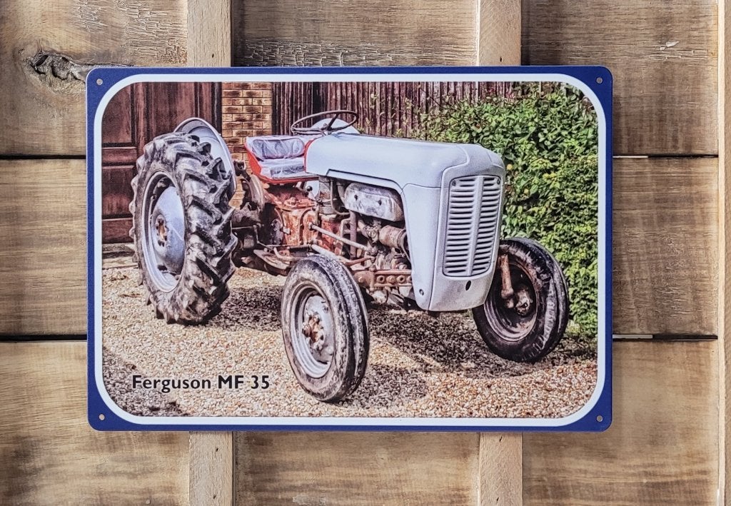 Ferguson MF35 grijs tractor reclamebord van metaal wandbord, Verzamelen, Merken en Reclamevoorwerpen, Reclamebord, Info@deconoord.nl