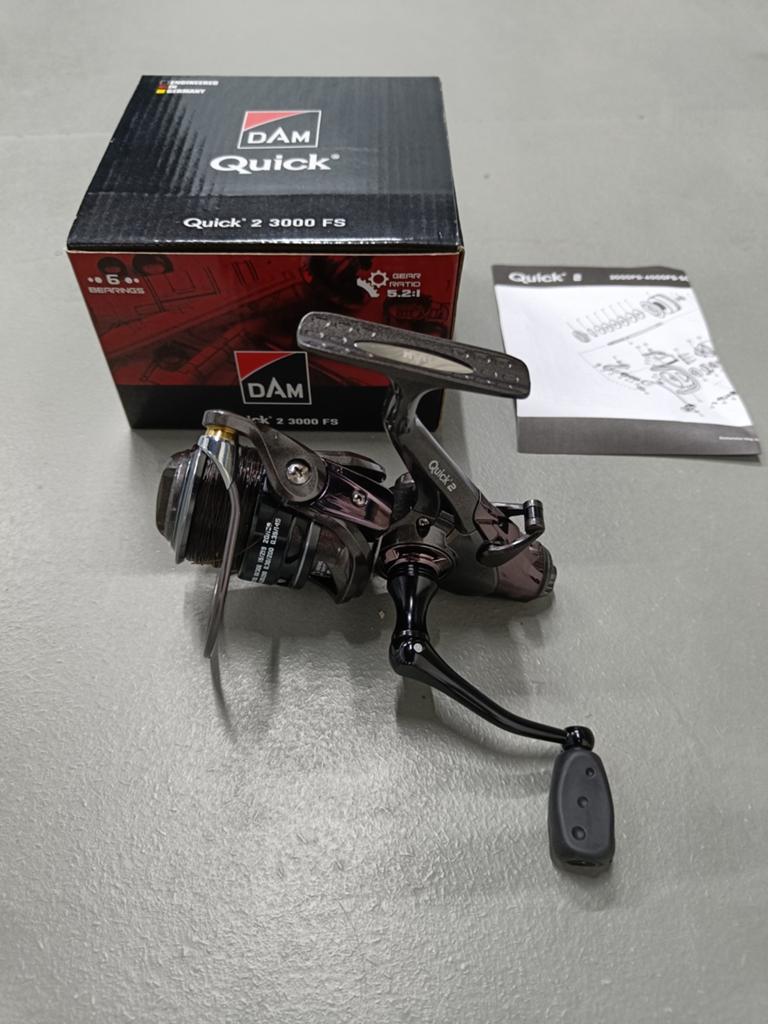 NIEUWE Dam Quick2 3000FS baitrunner molen 6bb + nylon, Ophalen of Verzenden, Nieuw, Molen