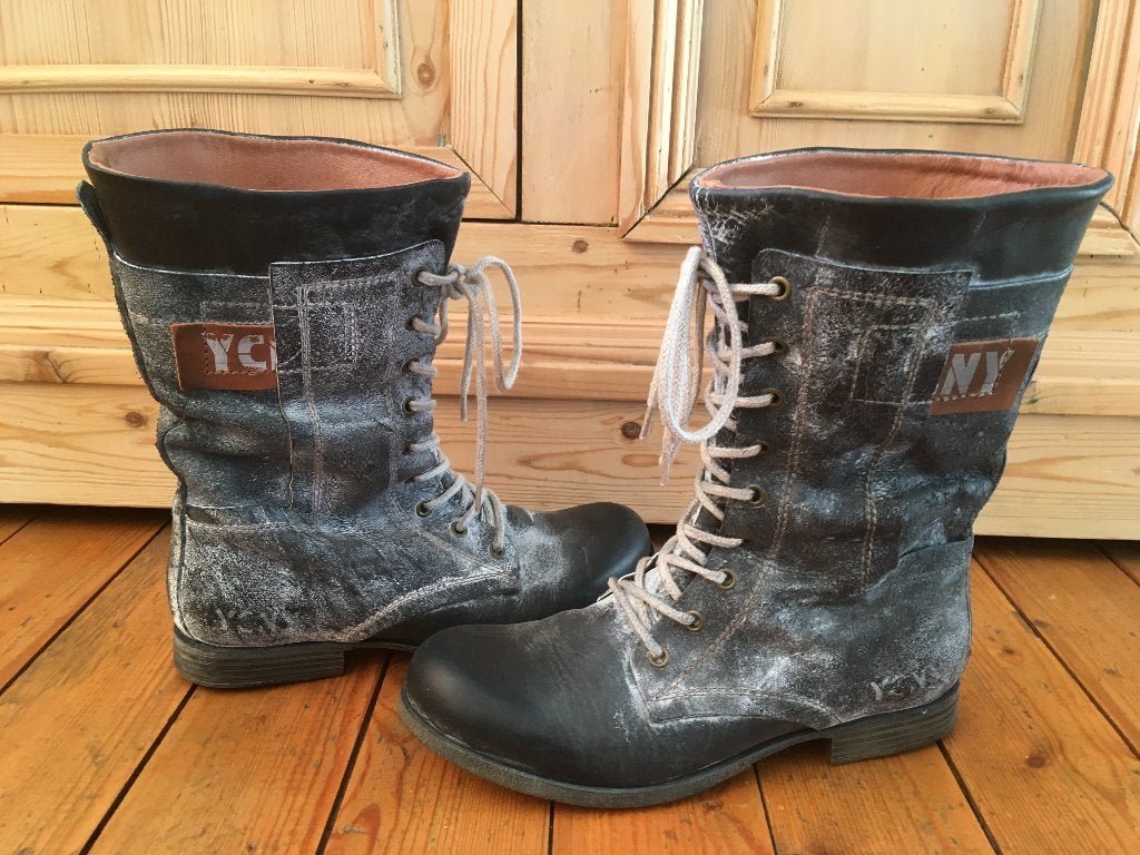 Yellow cab zwarte/grijs schoen/ laars.maat 40, nieuw €189,99, Schoenen met lage hakken, Zwart, Yellow cab, Nieuw