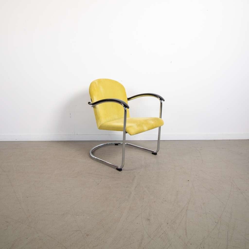 1x Gispen 414 Fauteuil Geel Stof, Niet ingevuld, Niet ingevuld, 75 tot 100 cm, Ophalen of Verzenden