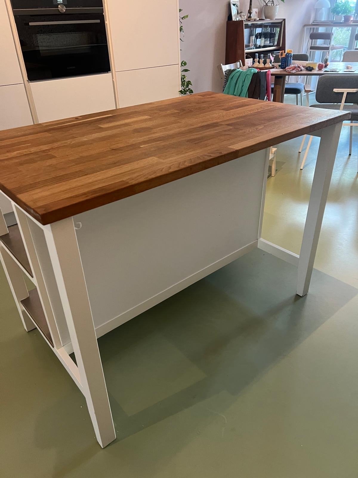 IKEA Vadholma Keukeneiland - Wit met Eikenhout Blad, Ophalen, Hout, IKEA, Keukentrolley