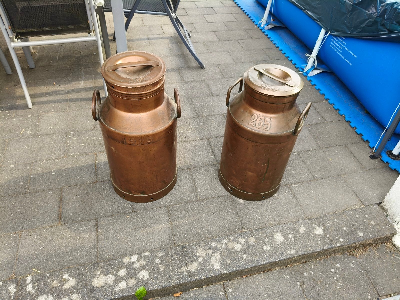 mooie koperkleurige melkbussen, Ophalen of Verzenden