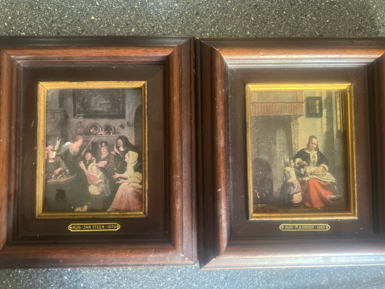 Set van 2 Klassieke Schilderijen: Jan Steen & P.d. Hoogh, Antiek en Kunst, Kunst | Schilderijen | Klassiek, Paneel, Ophalen of Verzenden