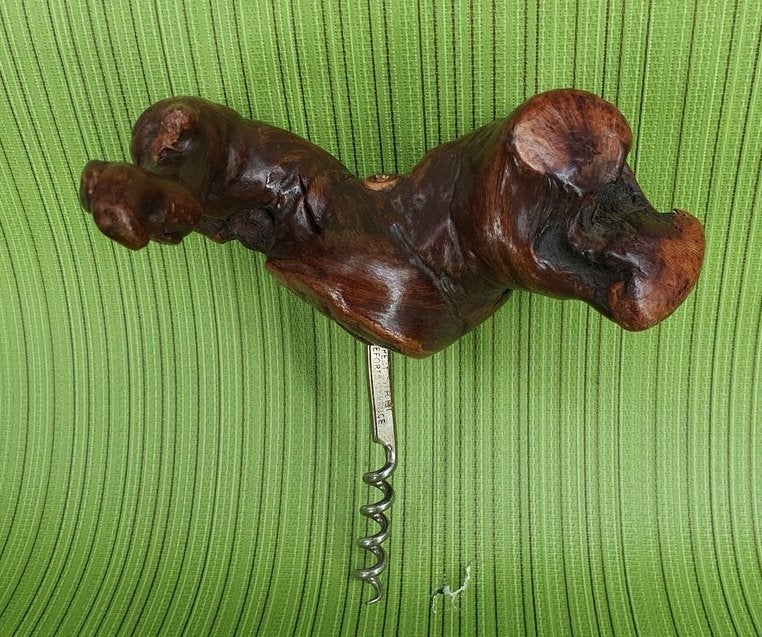 11962 vintage houten kurkentrekker van houten knoest, Overige typen, Ophalen of Verzenden, Zo goed als nieuw