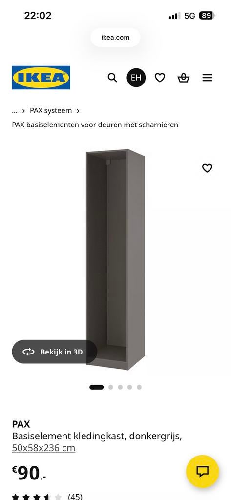 2x IKEA PAX kast donkergrijs - Nieuw in verpakking, Ophalen, Nieuw