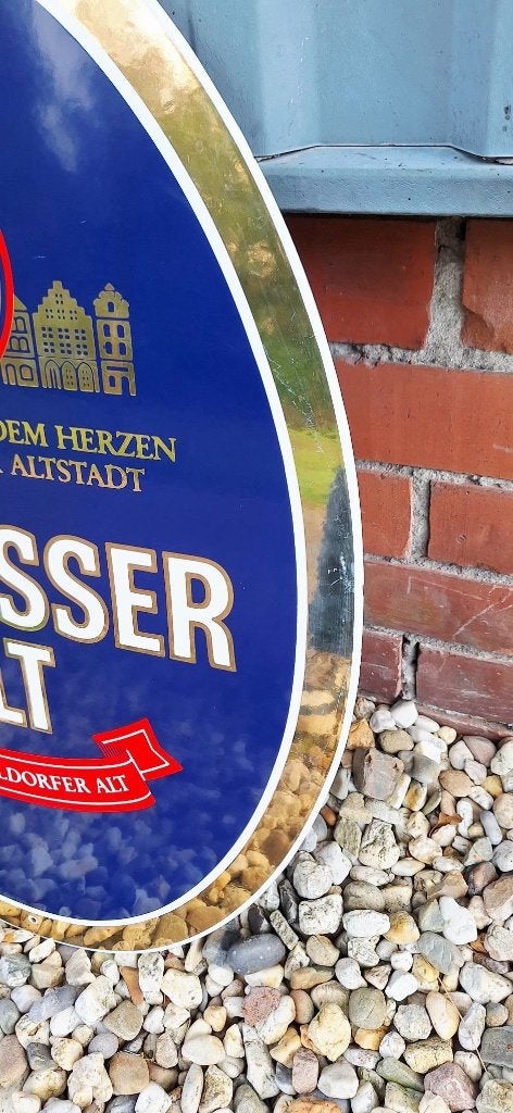 Vintage emaille reclamebord van Schlösser Alt(Boos & Hahn)., Reclamebord, Gebruikt, ., Ophalen of Verzenden