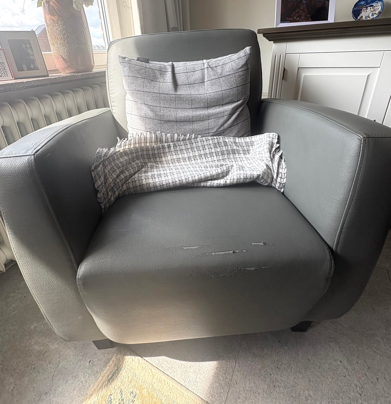 Fauteuil, Ophalen, Zo goed als nieuw, 75 tot 100 cm, Leer