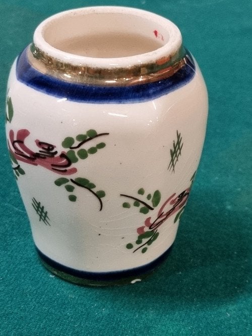 lepelvaasje porselein handbeschilderd vintage, Ophalen of Verzenden