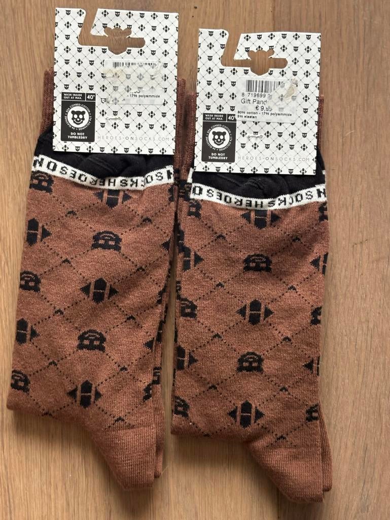 2 paar HOS Sokken Bruin met Patroon - Maat 41-46, Kleding | Heren, Sokken en Kousen, Ophalen of Verzenden, Nieuw, Maat 43 t/m 46