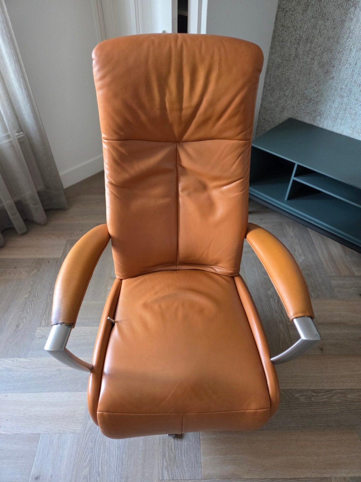 XL Relaxfauteuil met Voetensteun en Verstelbare Rugleuning, Huis en Inrichting, Fauteuils, Ophalen, Gebruikt, Leer