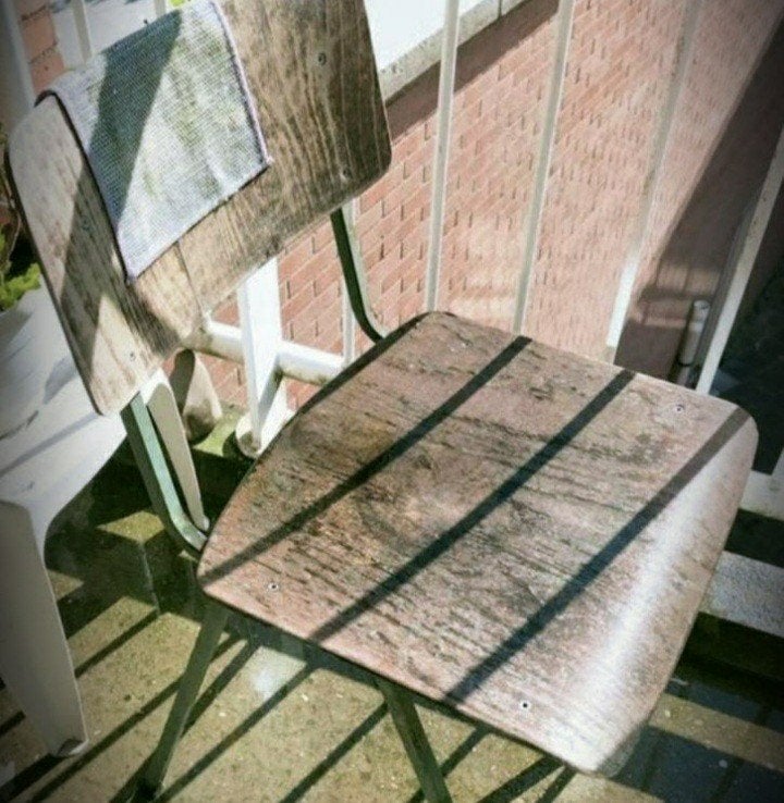 Schoolstoel, Huis en Inrichting, Stoelen, Ophalen, Gebruikt, Bruin, Metaal