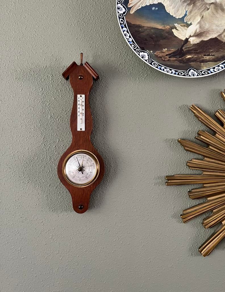 Leuke houten barometer thermometer, Ophalen of Verzenden