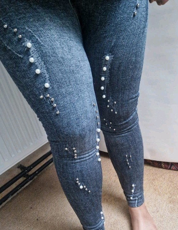 Fleece Legging Jeanslook Stretch Maat L grijs, Kleding | Dames, Leggings, Maillots en Panty's, Legging, Nieuw, Ophalen of Verzenden
