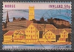 NOORWEGEN 24 Kr. zegel 1150 jaar Tønsberg 2021, Ophalen of Verzenden, Noorwegen, Gestempeld