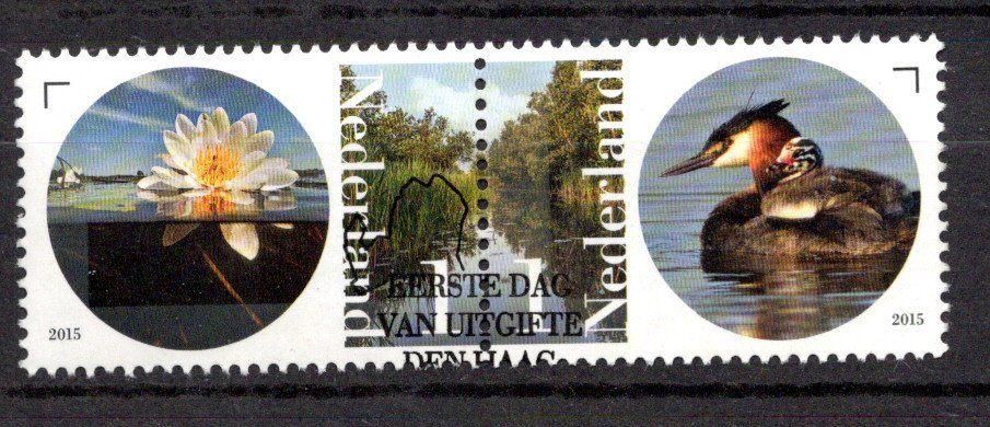 gestempelde zegel. Jaar 2015:  paartje vogels, Ophalen of Verzenden, Na 1940, Gestempeld