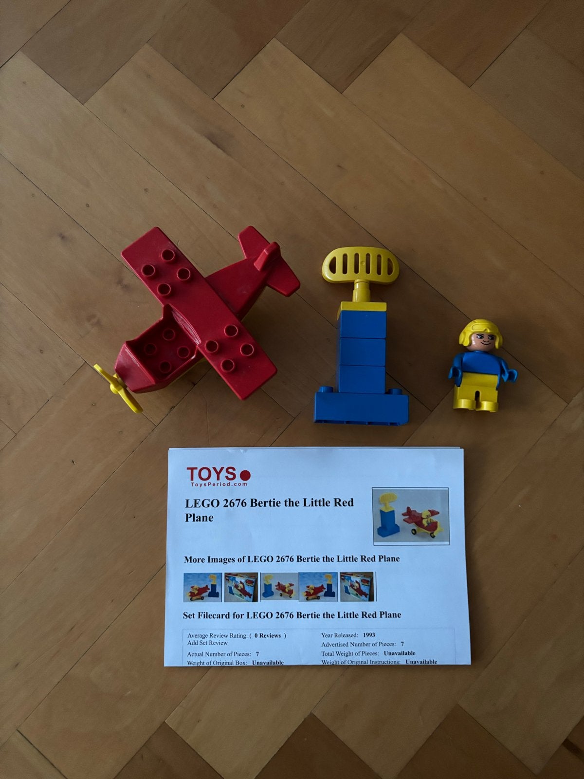 LEGO Duplo 2676 Bertie the Little Red Plane uit 1990, Inclusief minifiguren, Gebruikt, Overige thema's, Overige typen