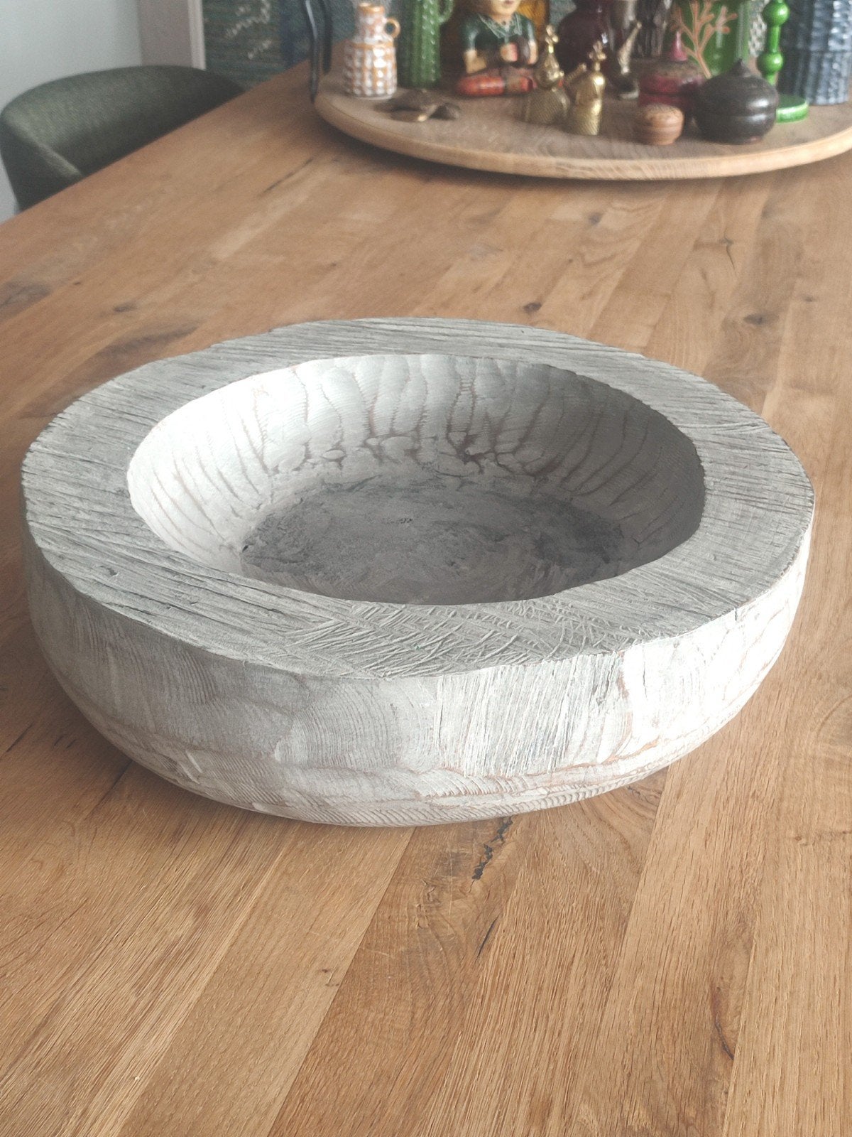 Robuuste houten schaal fruitschaal bak, Huis en Inrichting, Woonaccessoires | Schalen en Manden, Schaal, Rond, Ophalen of Verzenden