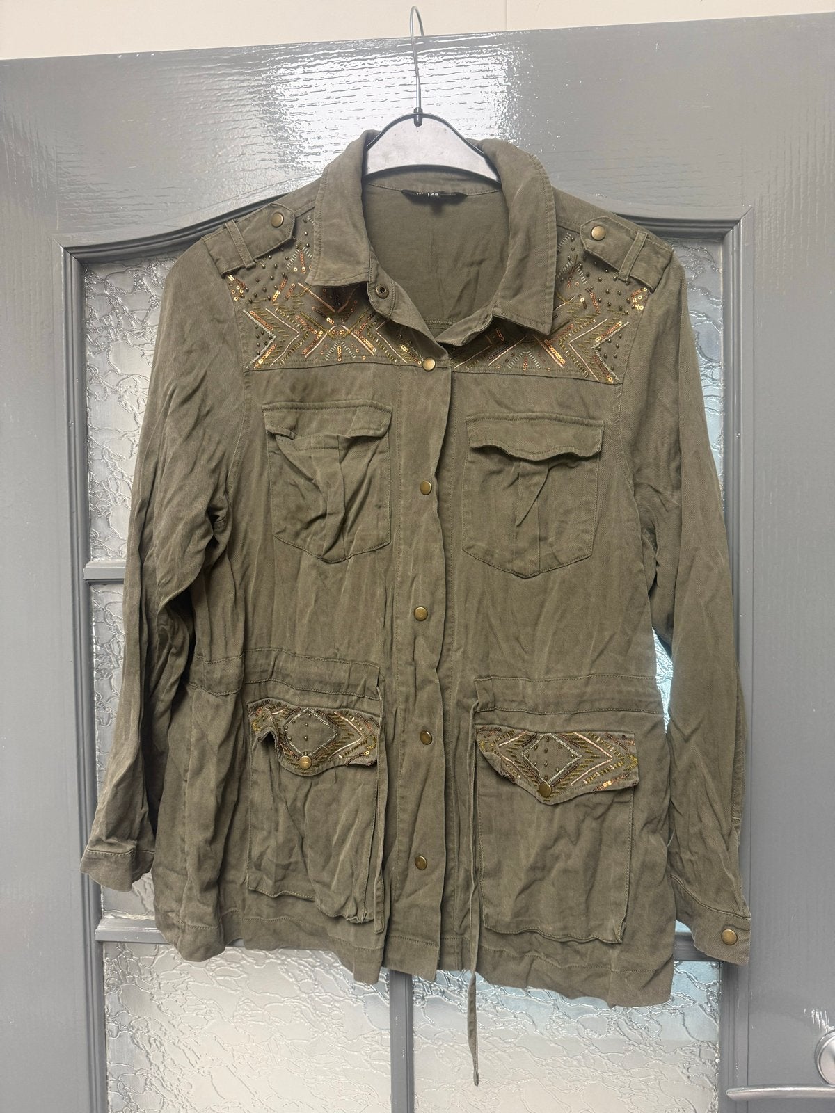 Ms Mode Groen Jasje met Gouden Details Maat 48, Verzenden, Zo goed als nieuw, Maat 46/48 (XL) of groter, Groen
