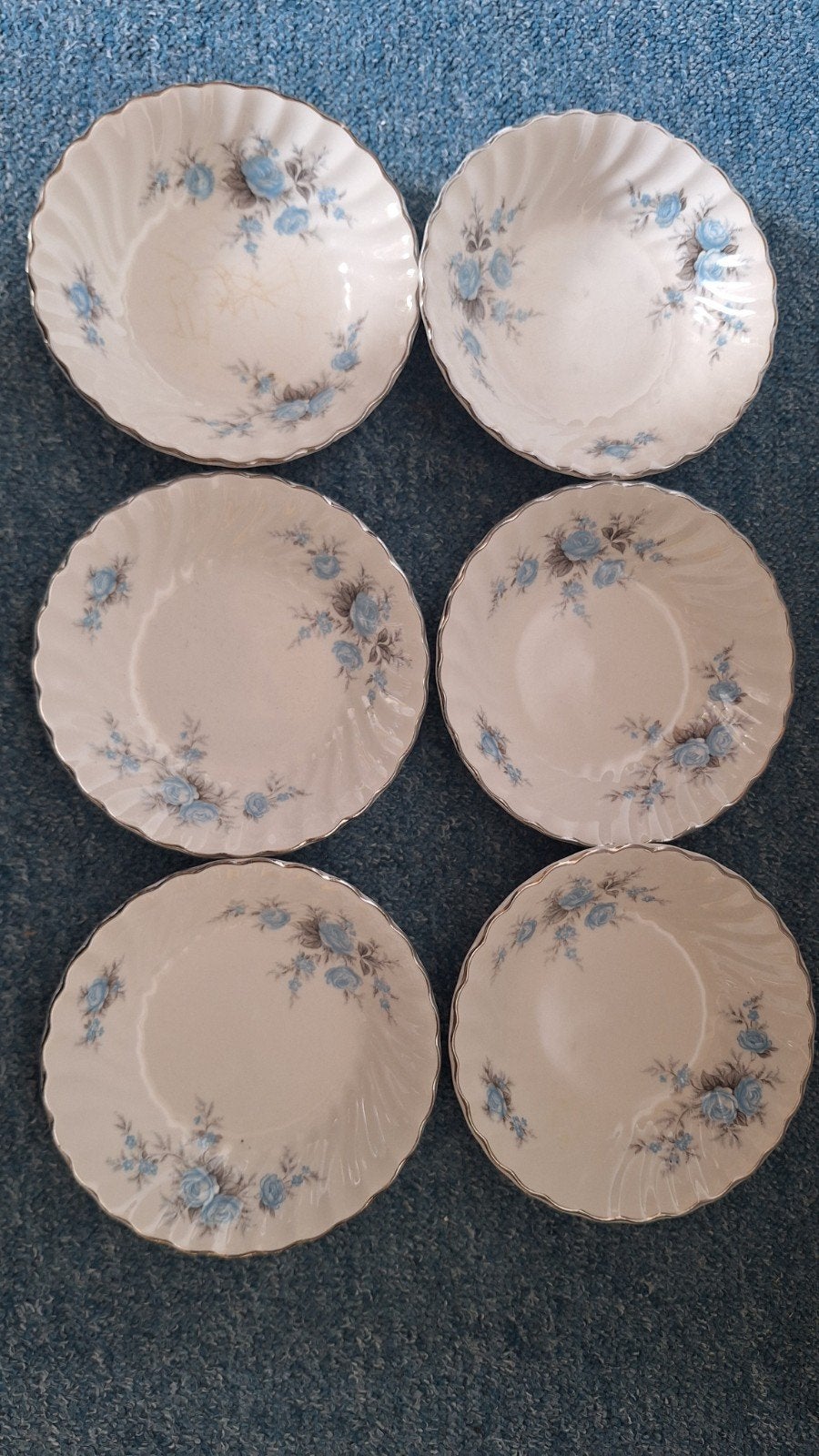 6 Johnson Brothers schaaltjes met blauwe rozen, Ophalen of Verzenden