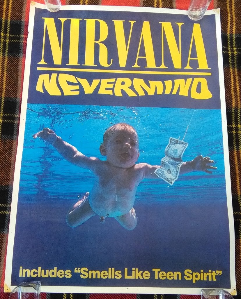 Grote originele promo poster van Nirvana album Nevermind, Ophalen of Verzenden, Gebruikt, Poster, Artwork of Schilderij