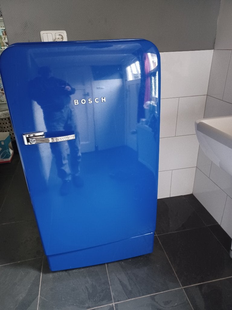 Vintage Bosch koelkast blauw, Ophalen, Gebruikt, 120 tot 140 cm, 60 cm of meer
