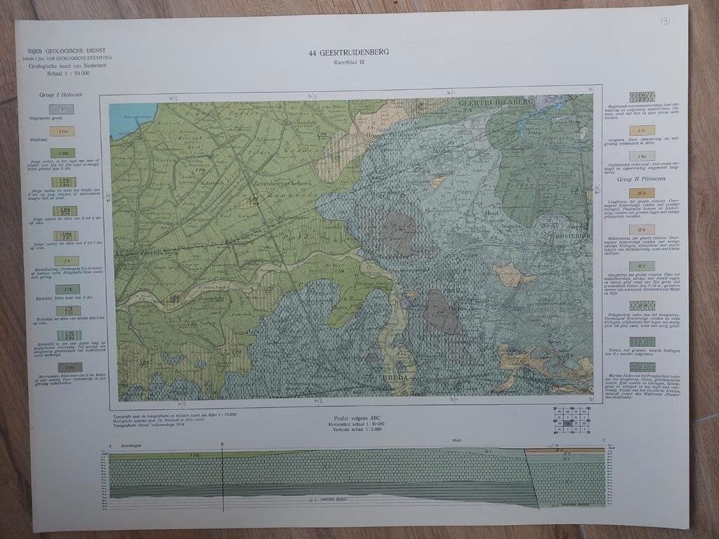 131 / Geologische kaart (1938) Geertruidenberg kwartblad III, Boeken, 2000 tot heden, Ophalen of Verzenden, Nederland, Landkaart