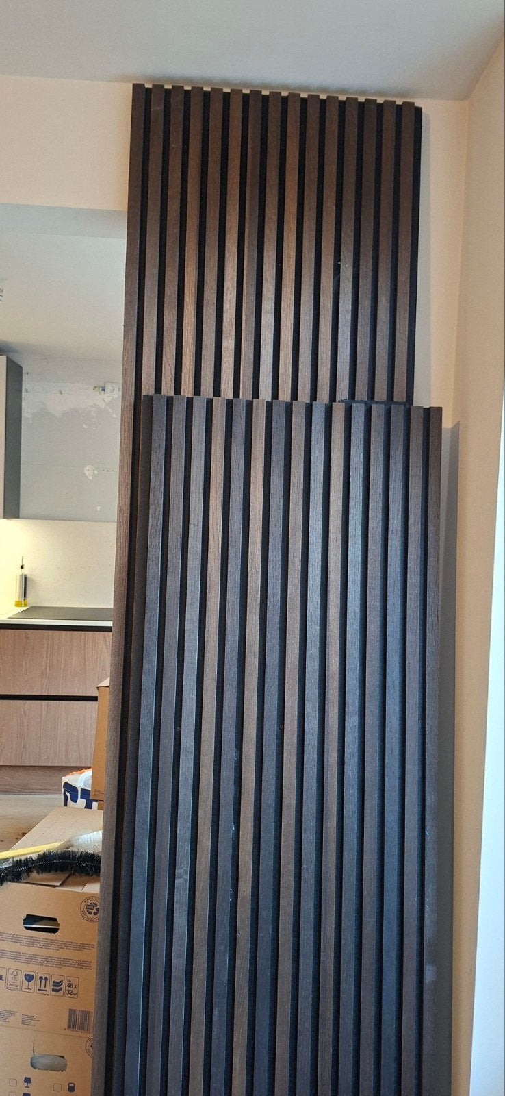 Houten wandpanelen - gerookt eiken, Huis en Inrichting, Ophalen, Hout, Zo goed als nieuw, Bruin