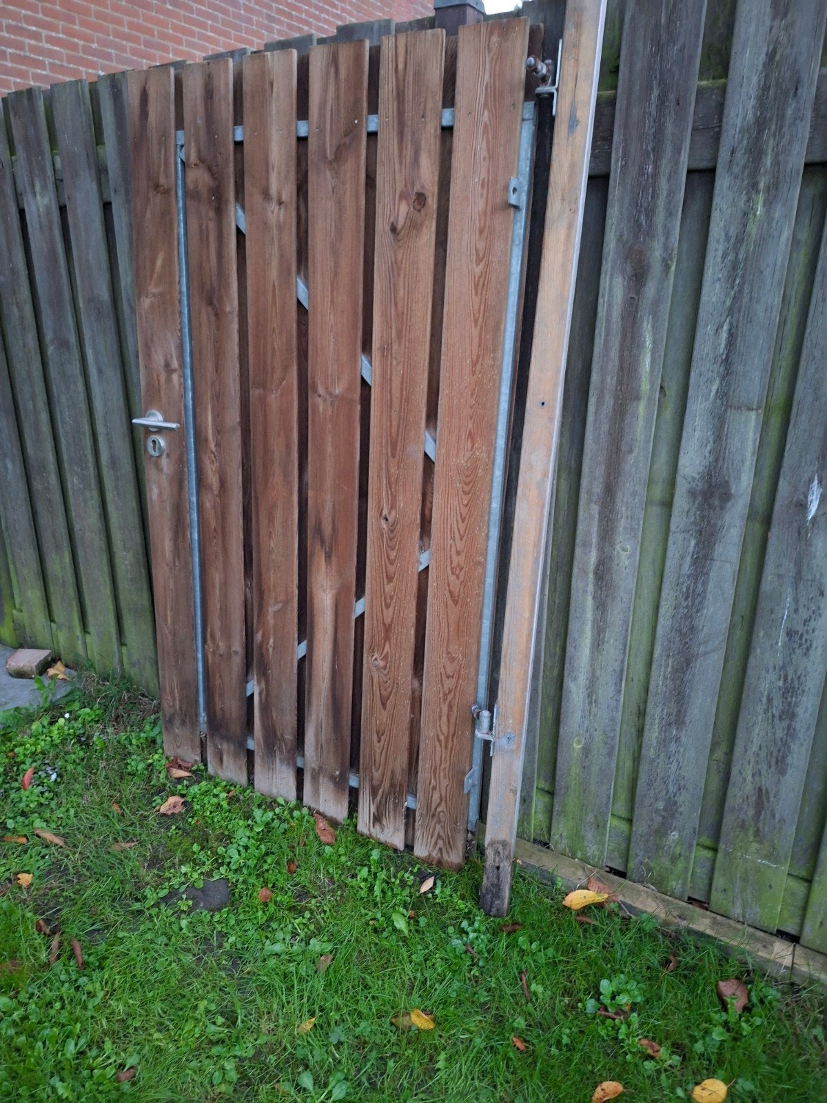 Houten Tuinpoort 100x200cm met RVS Deurbeslag, Ophalen, Met poort, Gebruikt, Tuinhek