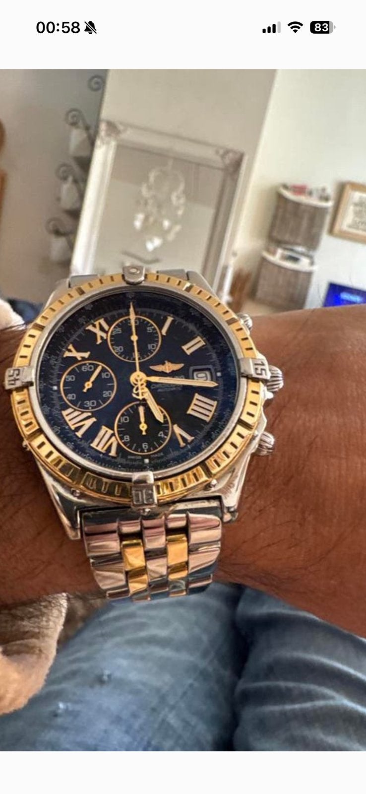 Breitling crosswind goud staal, Ophalen, Breitling, Polshorloge, Zo goed als nieuw