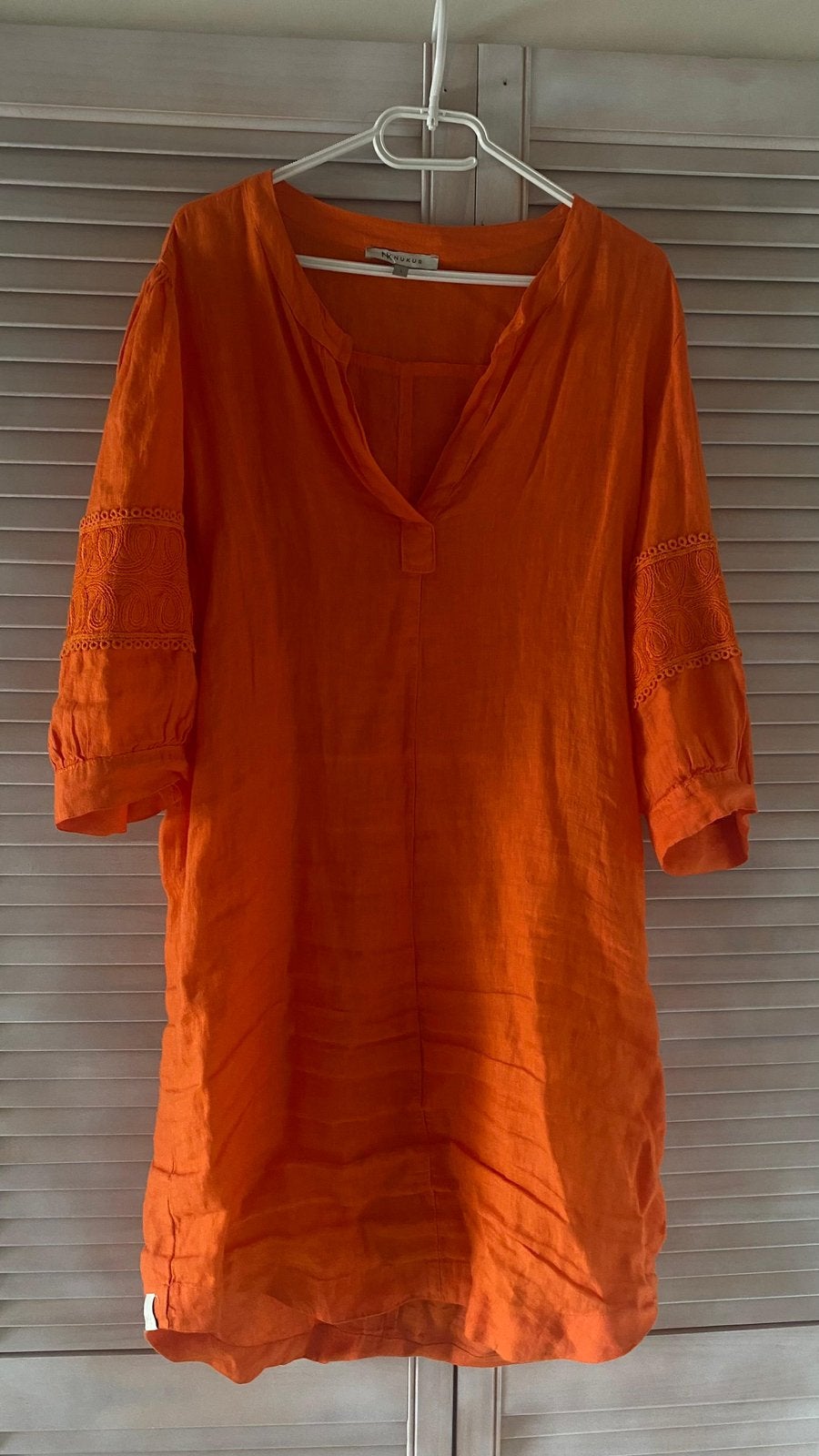 Linnen Dress Nukus L, Oranje, Zo goed als nieuw, Onder de knie, Ophalen