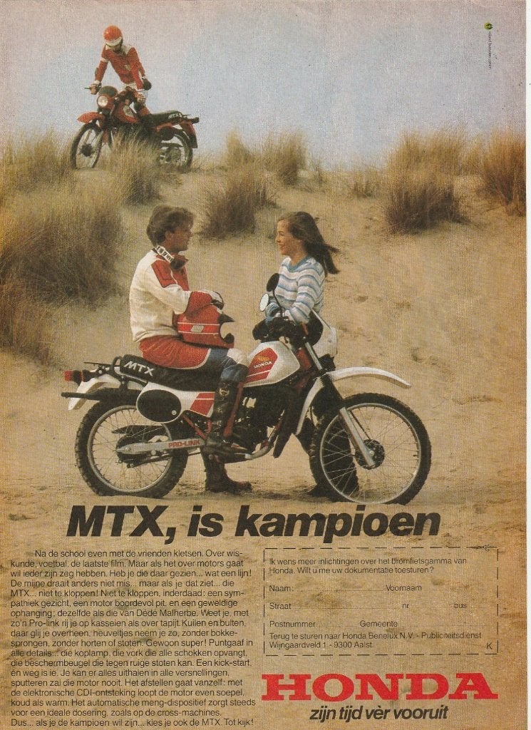 retro reclame 1982 Honda MTX brommer is kampioen, Verzenden, Overige typen