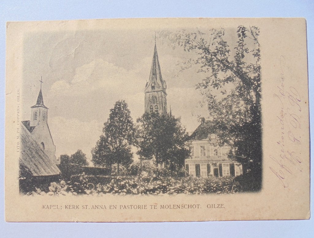 Kapel en Kerk St ANNA en Pastorie te Molenschot, Gilze ., Ophalen of Verzenden, Voor 1920, Gelopen, Noord-Brabant
