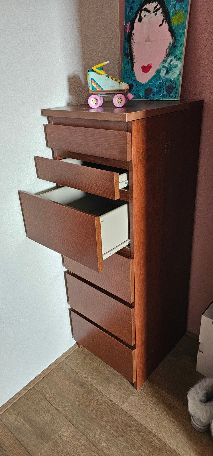Ikea Malm ladekast met spiegel, bruin, eiken, Minder dan 50 cm, Gebruikt, 100 tot 150 cm, Ophalen of Verzenden