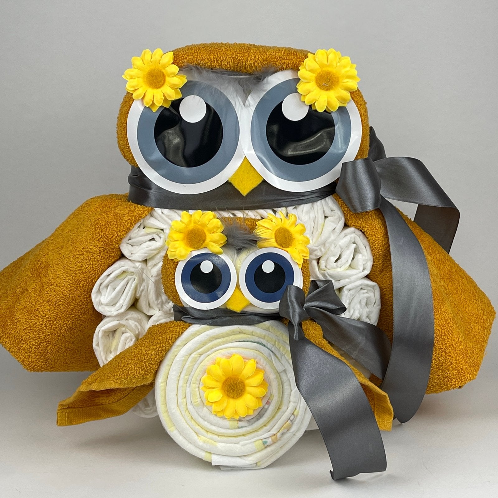 Uilen Luiertaart - Kraamcadeau met handdoek en monddoekje, Ophalen of Verzenden, Nieuw, Kraamcadeau