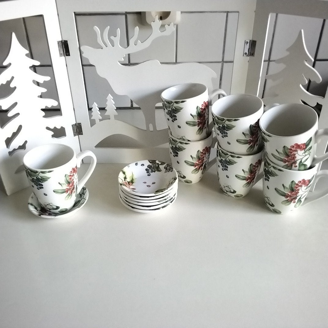 janneke brinkman 8  Kerst mokken met petitfours, Ophalen of Verzenden, Porselein, Overige stijlen, Kop(pen) en/of Schotel(s)