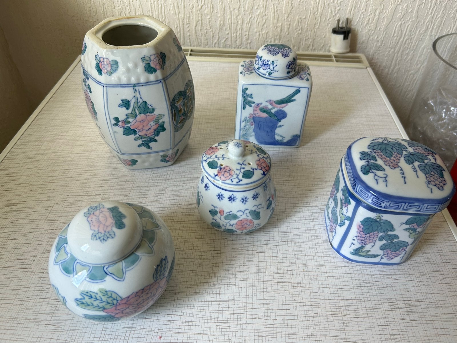 Set van 5 Chinese porseleinen potten, Ophalen of Verzenden