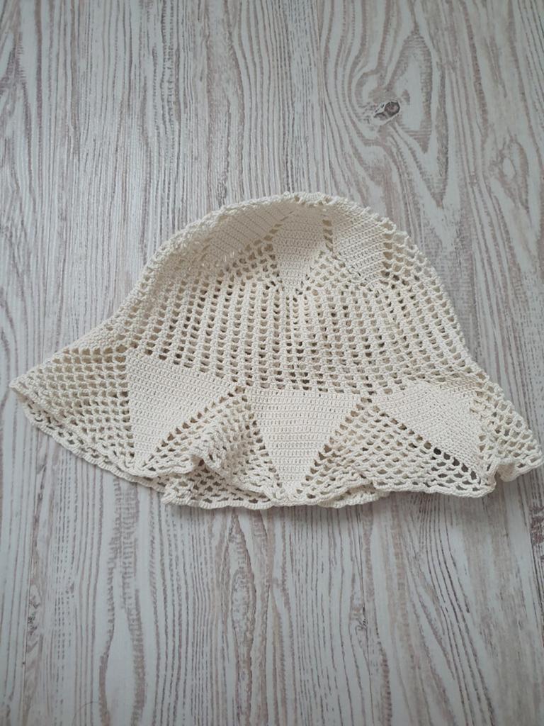 Gehaakte Zomerhoed - Crème Kleurige Bucket Hat, 55 cm (S, 6⅞ inch) of minder, Verzenden, Hoed, Zo goed als nieuw