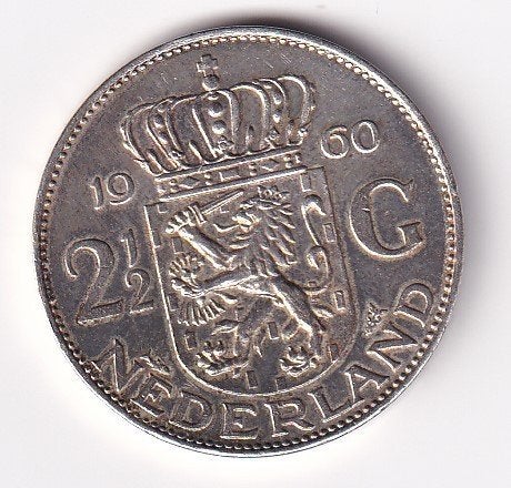 2 1/2 Gulden 1960 Zeer Mooi met Patina, Koningin Juliana, Verzenden, Zilver, Losse munt
