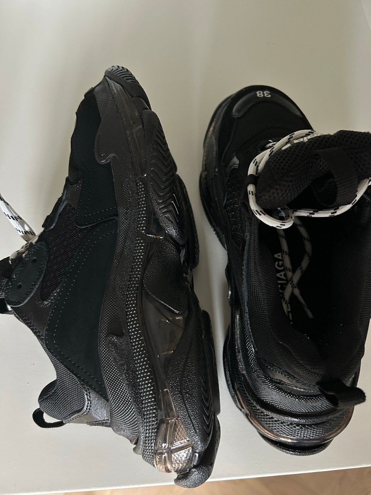 Balenciaga Triple S Sneakers Zwart Maat 38, Ophalen of Verzenden, Gedragen, Zwart, Sneakers of Gympen