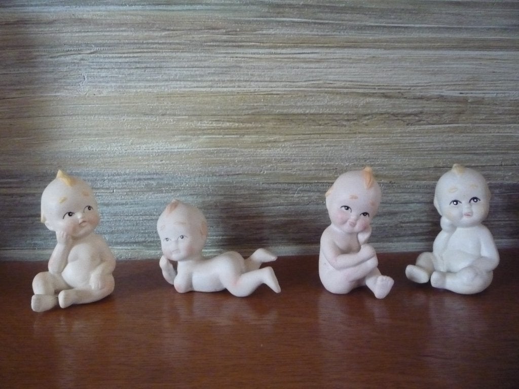 set van 4 biscuit porseleinen Kewpies, Piano babys, Ophalen of Verzenden